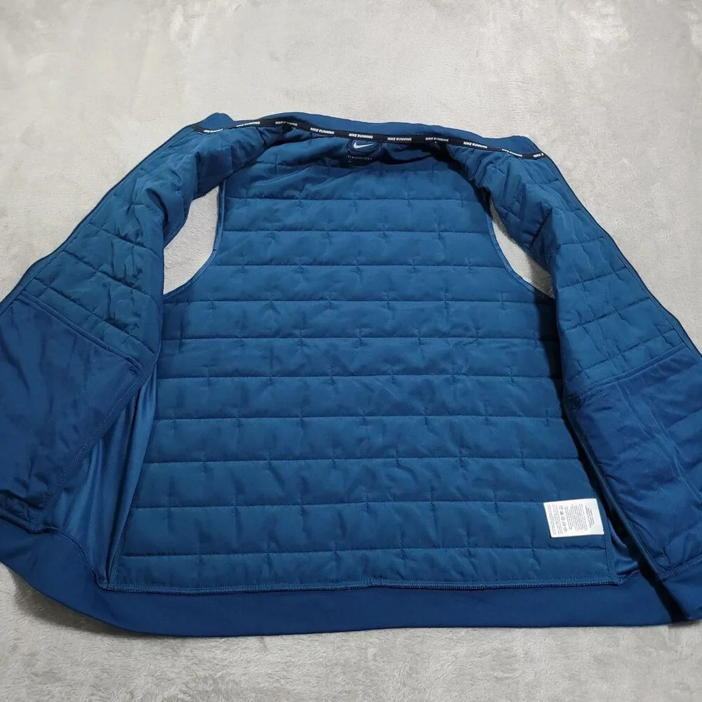 Nike Therma-FIT Running Vest Womens 1X Blue Quilted Full Zip Swoosh Logo